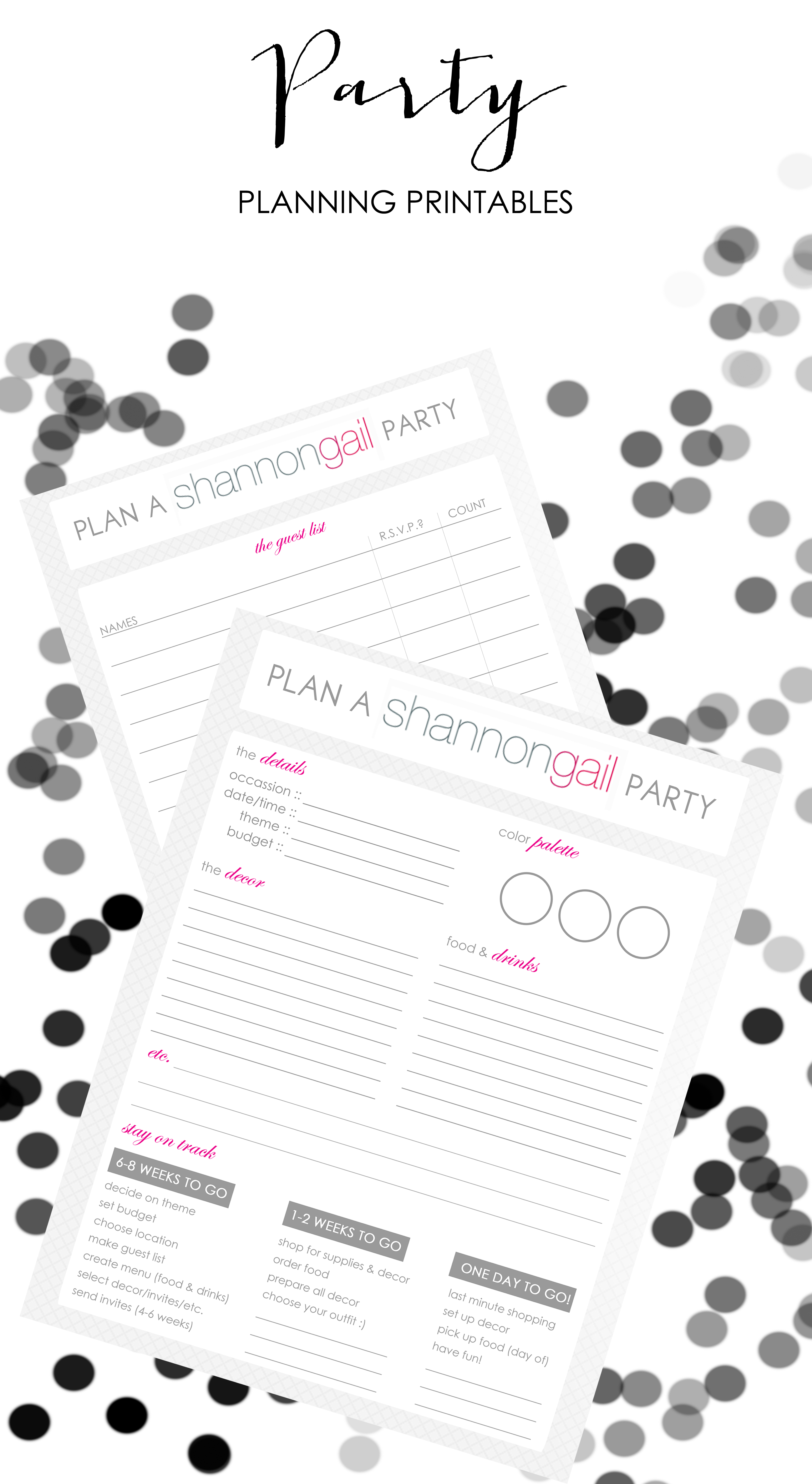 Party Planning Printables